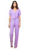 Knitted overalls consisting of KOOKI cardigan and OSLO pants in pastel purple shade by Dancing Leopard