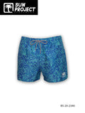 Sun Project men's slim-fit bermuda swimsuit with teal leaves