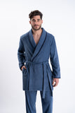 Men's fleece robe in dark blue