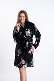 Women's robe fleece with flowers