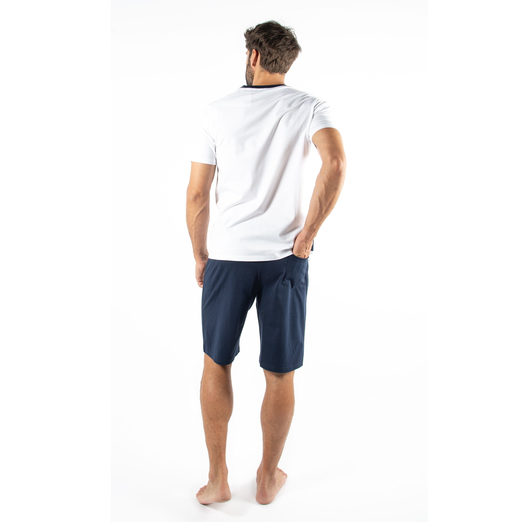 Men's homewear set in white - blue