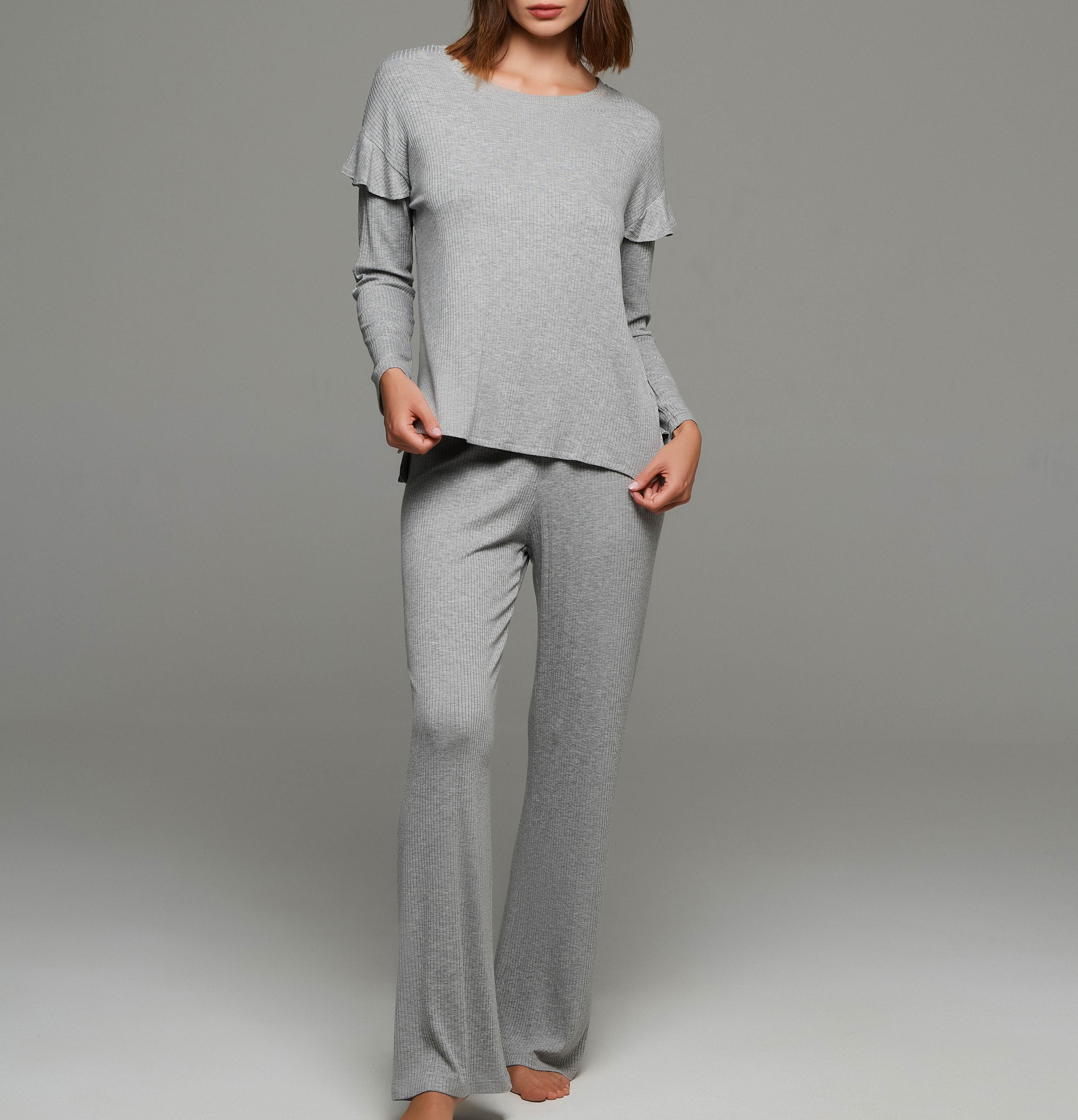Grey melange pajama set