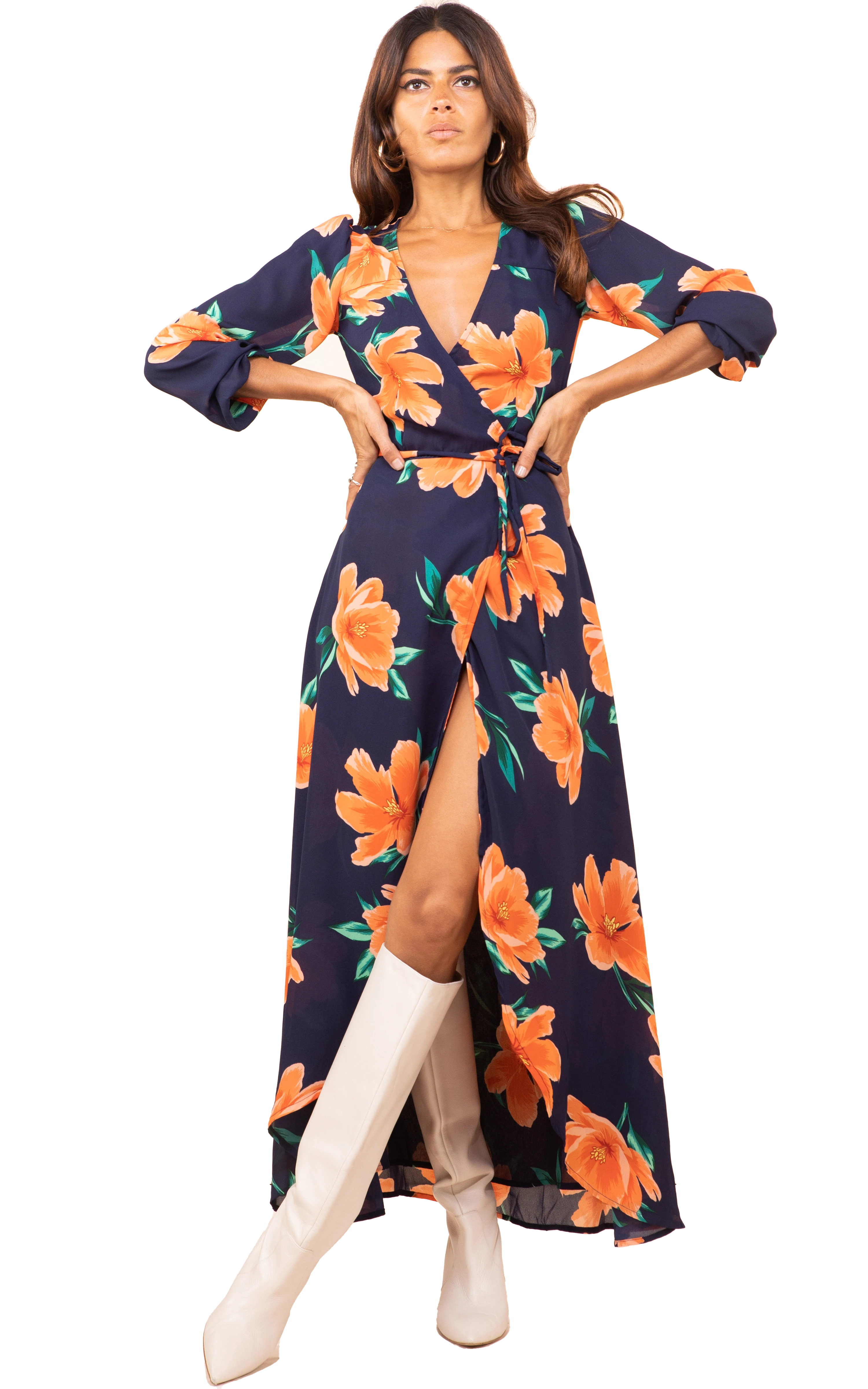 Dancing Leopard Orange And Blue Leopard Print Dress Jagger Maxi